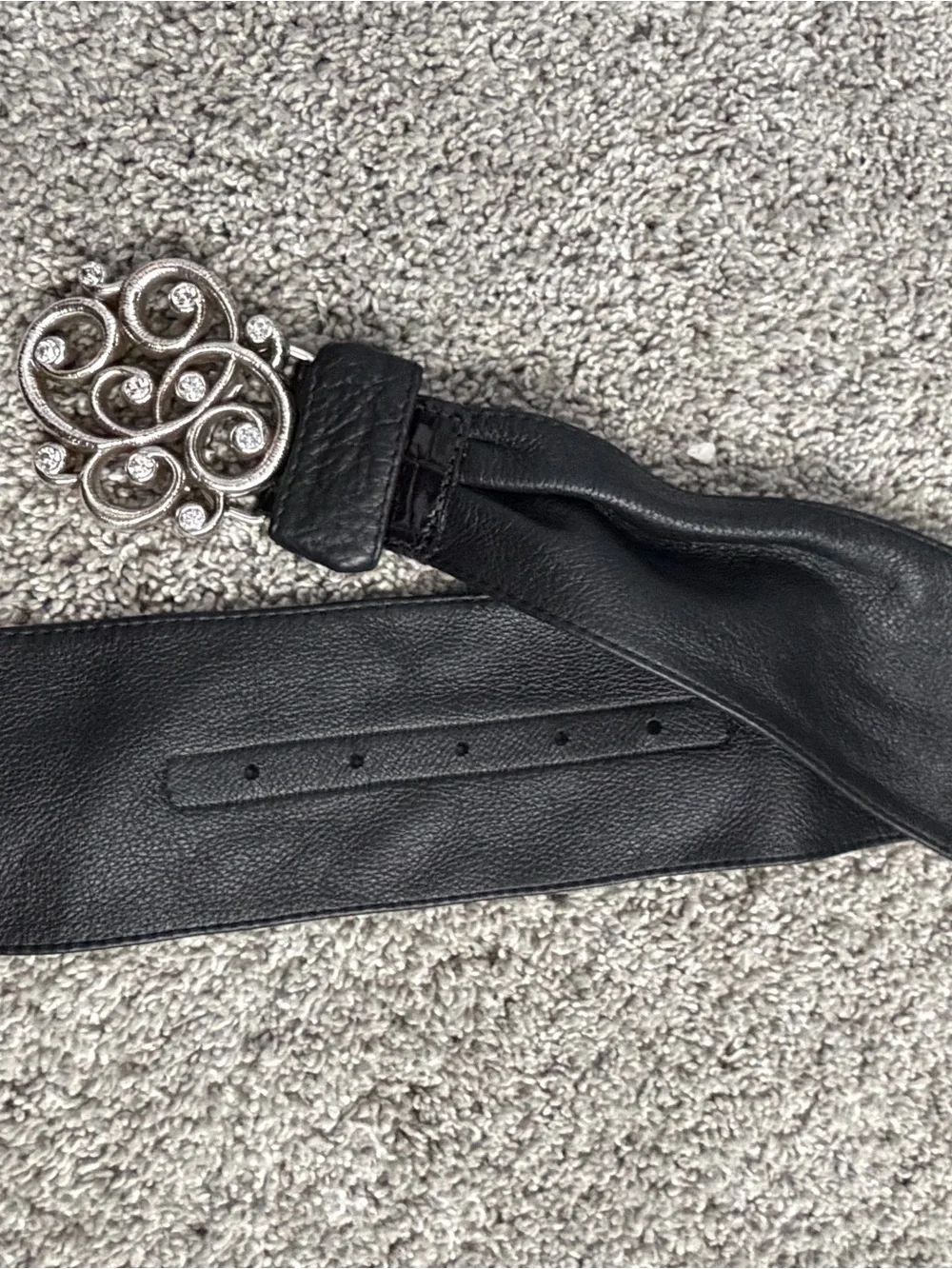 Brighton Leather Belt with Decorative Silver Buckle Sz 36